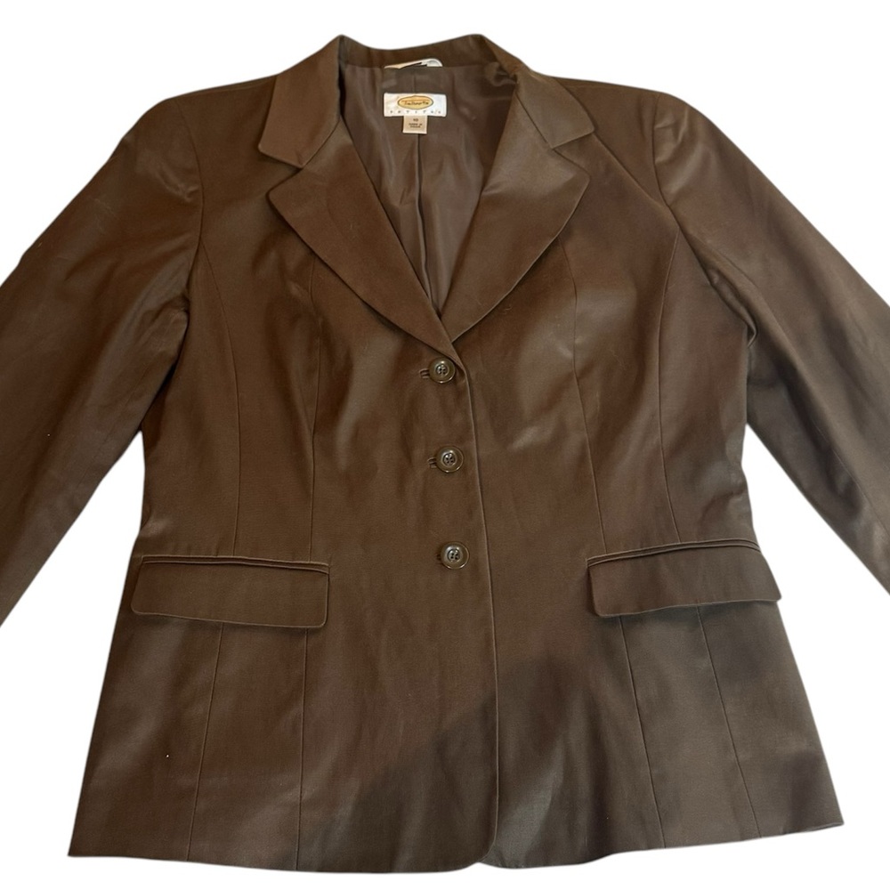 TALBOTS PETITES BROWN STRETCH BLAZER P10